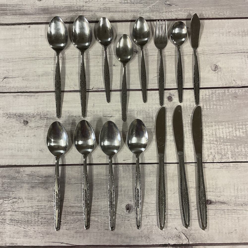 Interpur INR3‎ Stainless Steel Flatware Rose Korea 15 Pieces